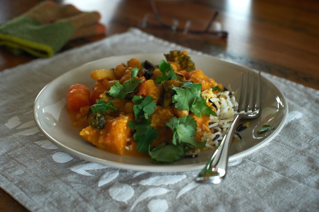Vegetable chickpea coconut curry